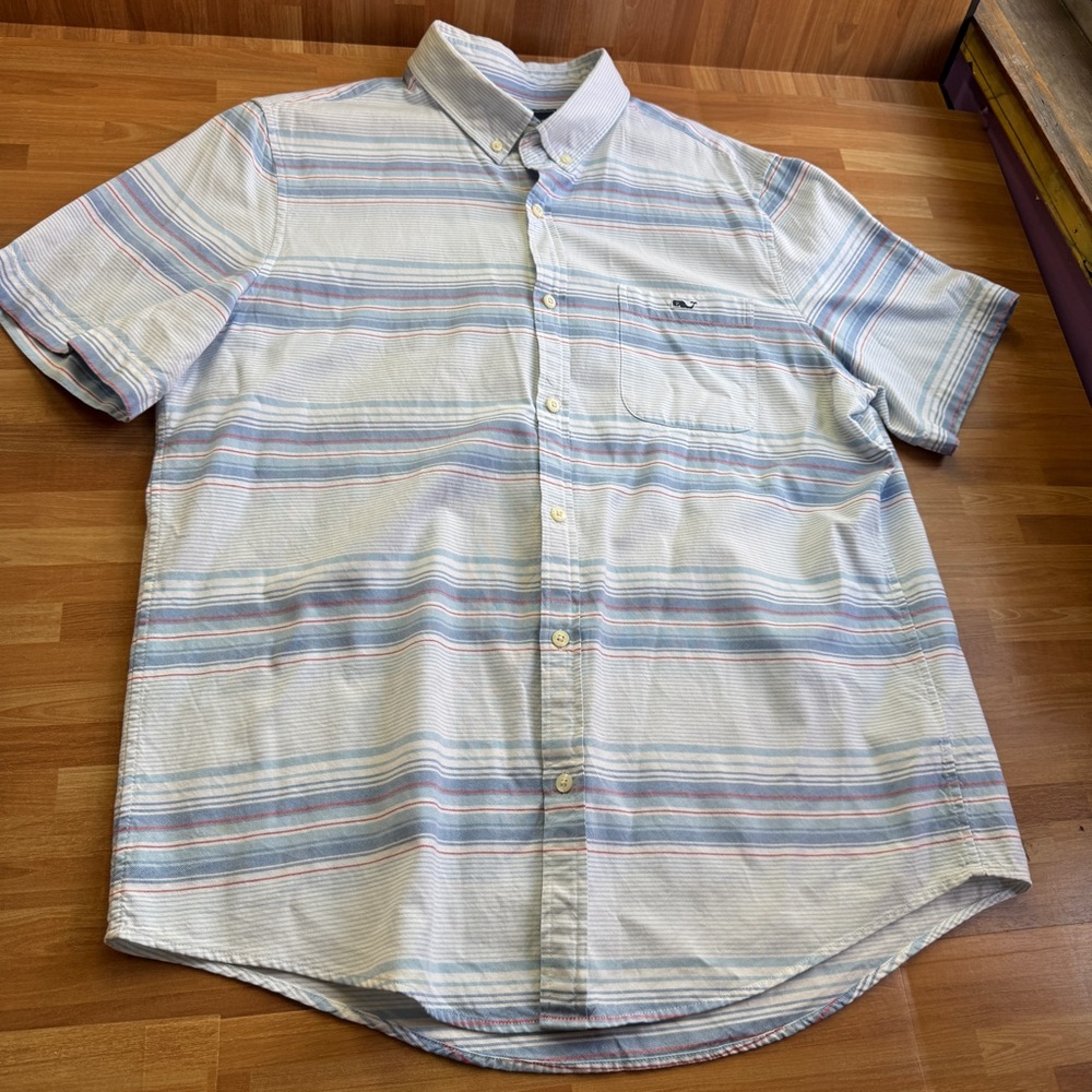 Vineyard vines, slim fit, tucker shirt, short sleeve plaid button down large